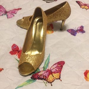 Gold sequin shoes